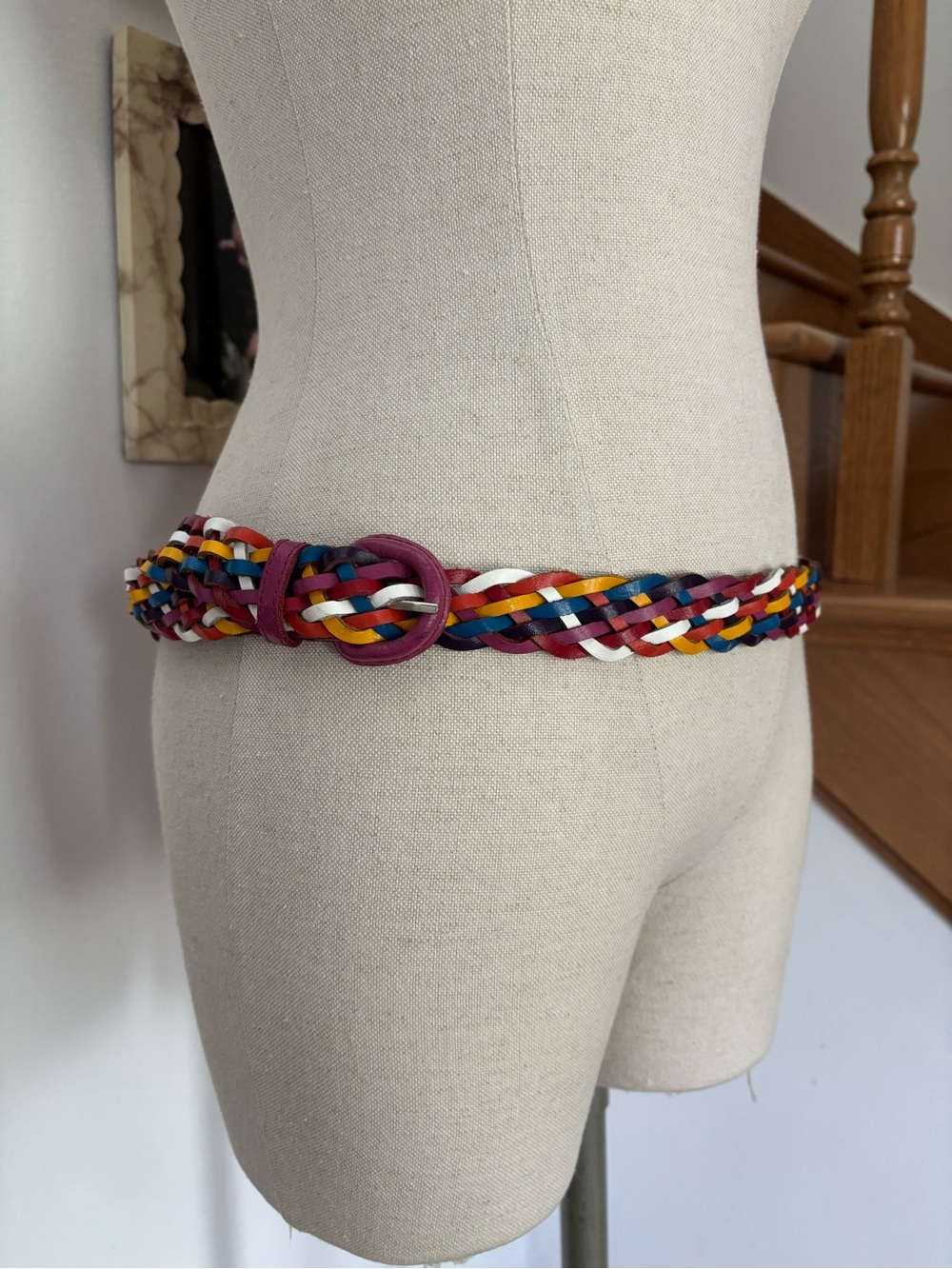 Vintage 90's Multicolor Leather Braided Belt